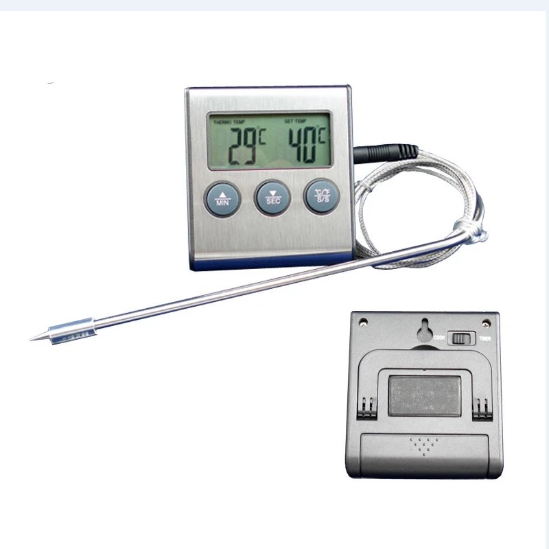 Termometro da forno digitale Cucina Cottura di alimenti Carne Termometro con sonda per barbecue con timer Set di temperatura del latte dell\'acqua