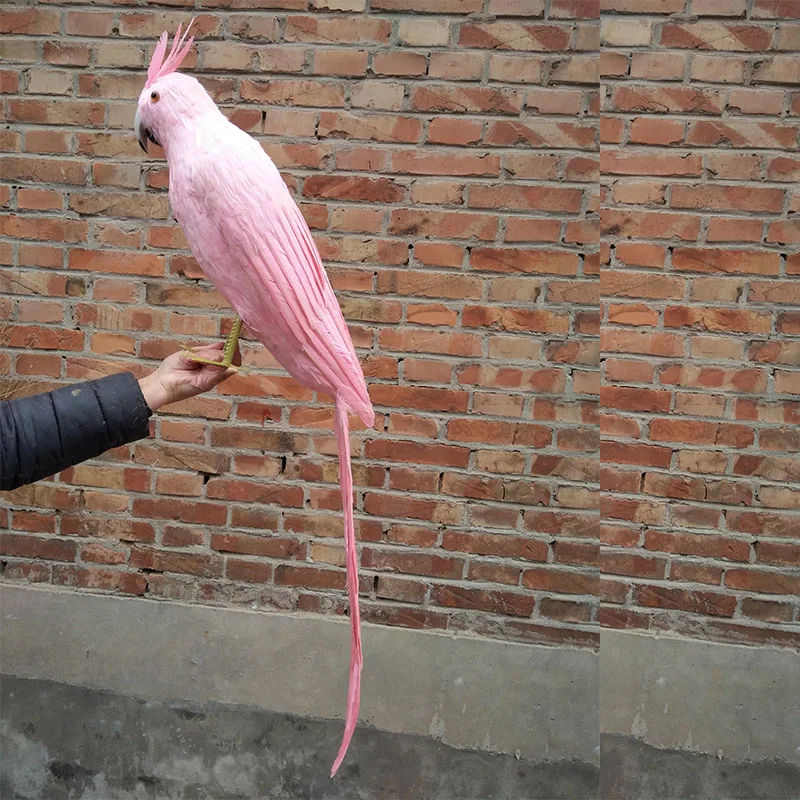 オウムの羽オウムのおもちゃ、実際の鳥の羽、ピンクのオウム、家の庭の装飾、パーティーの小道具、ギフト、h1453,100cm