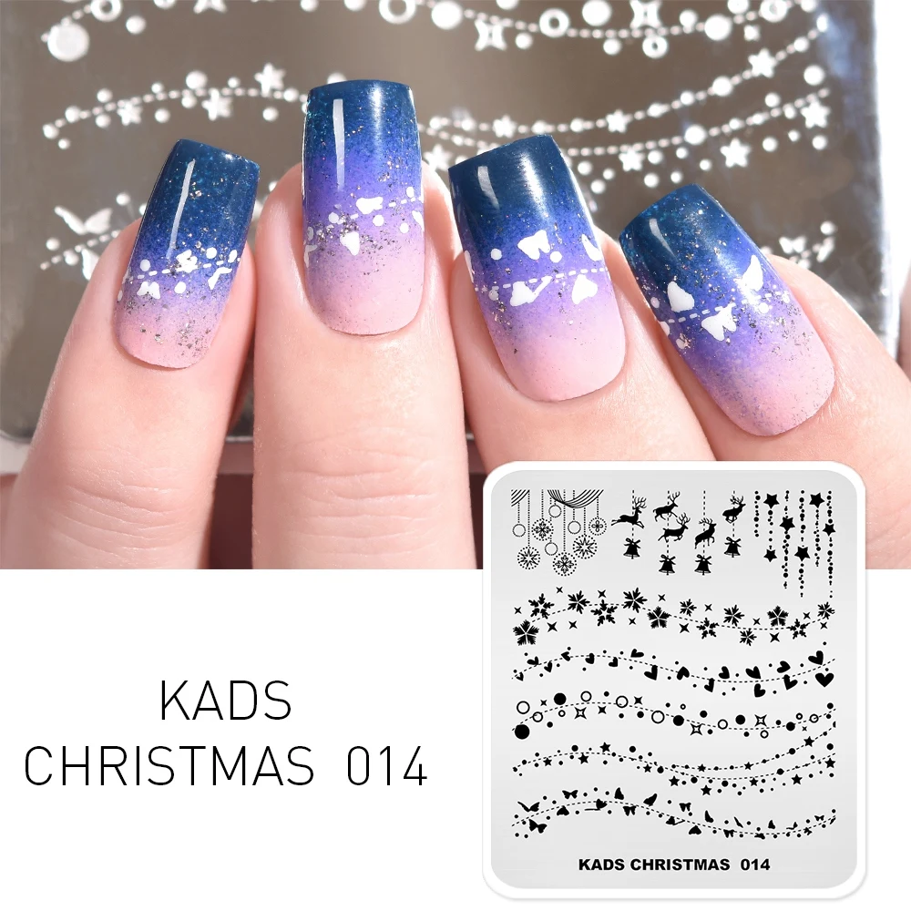 

KADS Christmas 014 pattern nail stamp templates nail art stamping Plate Image Template Tools For printing DIY Manicure Stencils