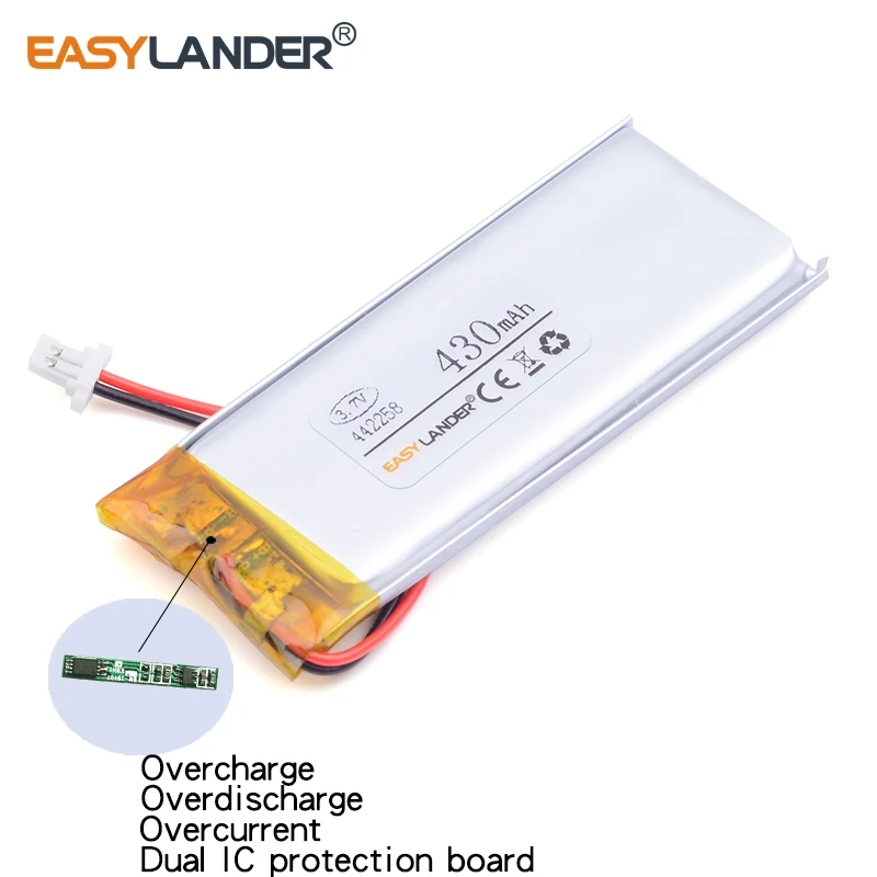 442258 3.7V 430mAh lithium Polymer Battery For headset Bracelet Oticon Streamer 1.4 DVR MP3 MP4 Recording Pen 402060