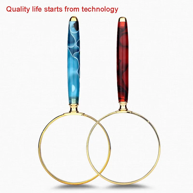 

Luxury Jade Handle Handheld Magnifying Glass 5 Times Gem Identification High Children's Plastic Metal Old Man Reading New