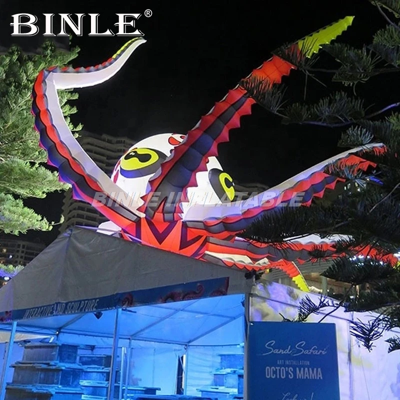 Festival building large lighting inflatable octopus giant cartoon inflatable squid balloon for halloween party decoration