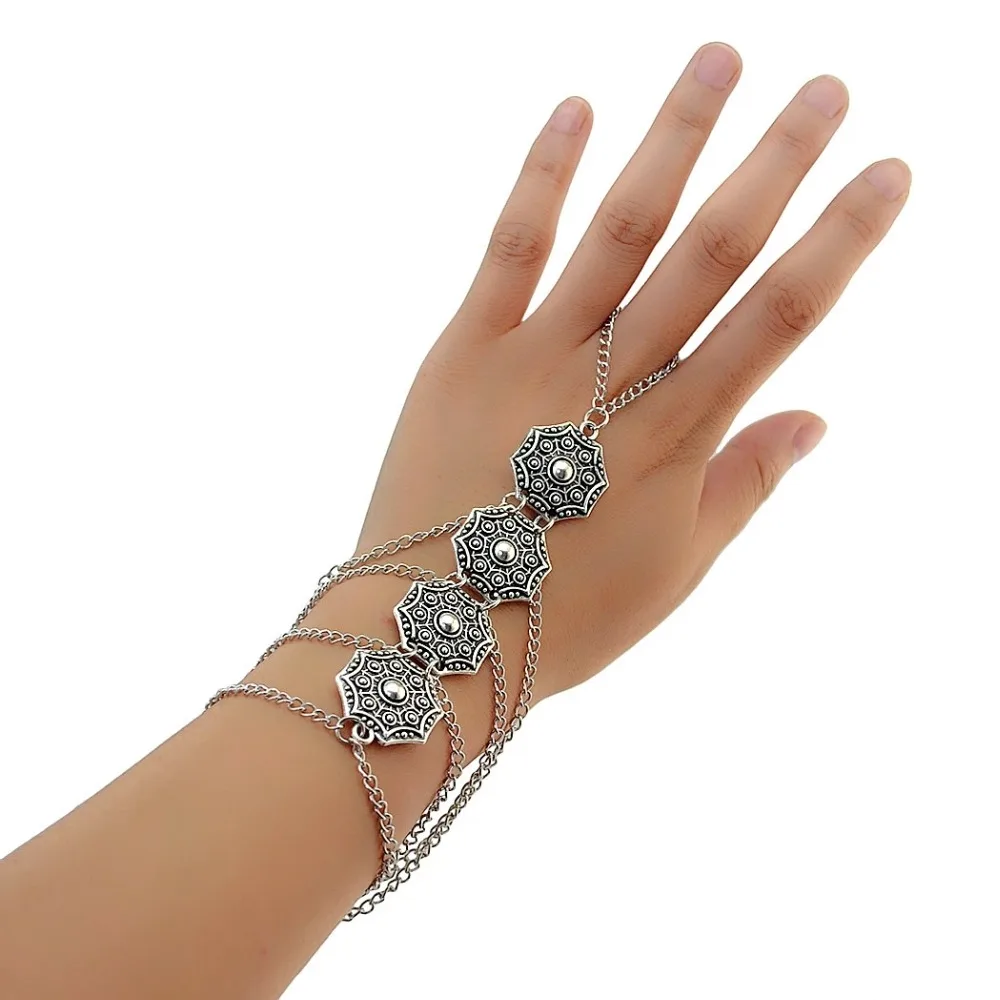 Bohemian Coin Charm Slave Bracelets For Women Vintage Silver Color Bracelet Gypsy Ethnic Tribal Festival Indian Jewelry Turkish