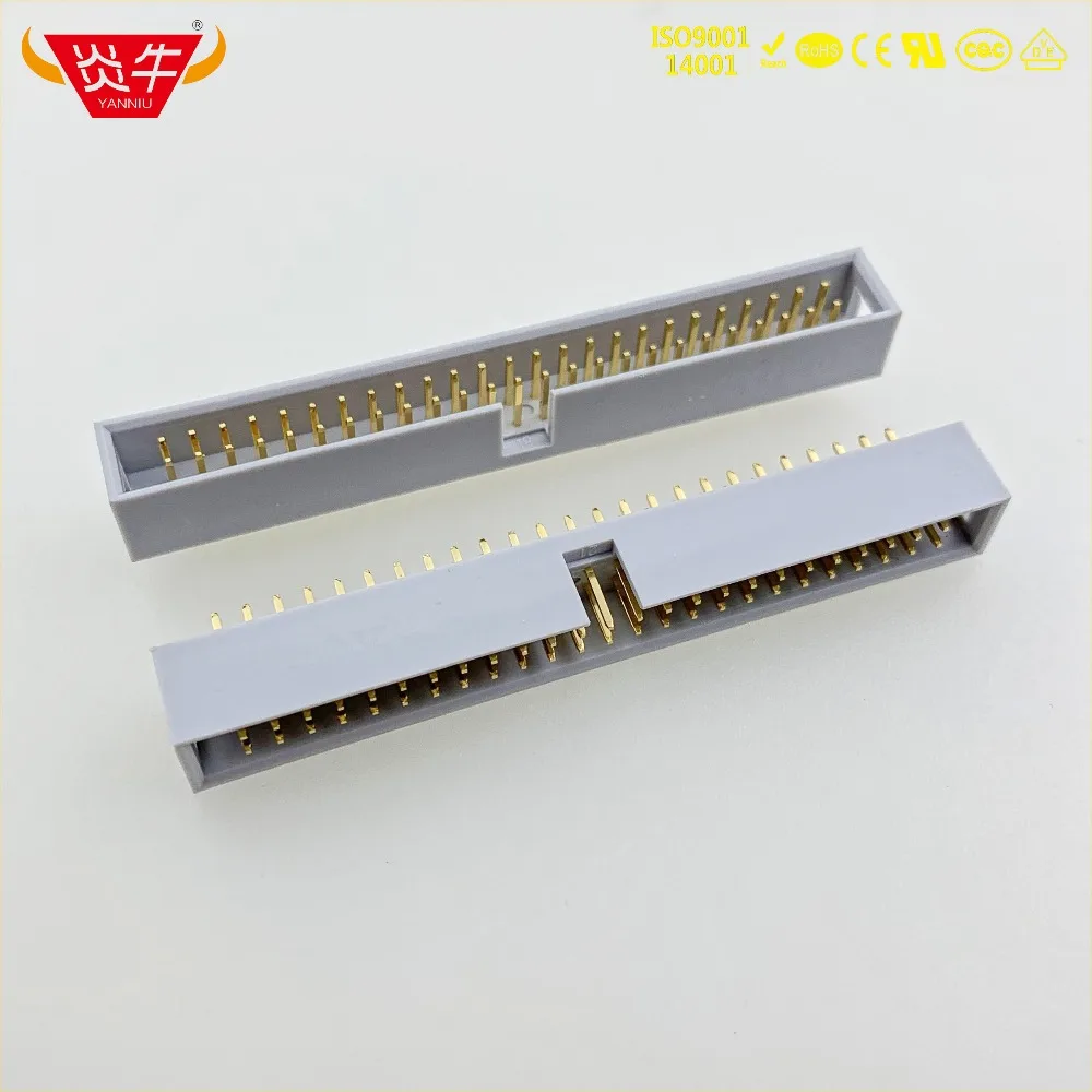 50Pcs DC3-50P GREY WHITE 50PIN IDC SOCKET BOX 2.54mm PITCH BOX HEADER STRAIGHT CONNECTOR CONTACT PART GOLD-PLATED 3Au YANNIU