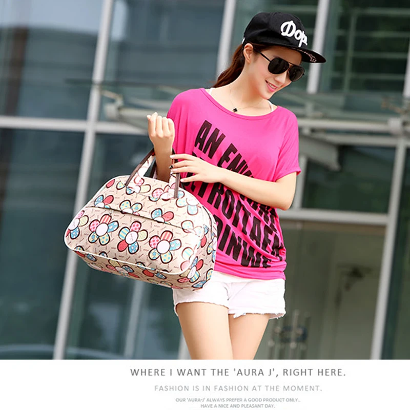 41cm*28cm*16cm Cheap Large Capacity Women Travel Bag Tote Men Luggage Duffle Bag New Flower Print Female HandBag PT1280