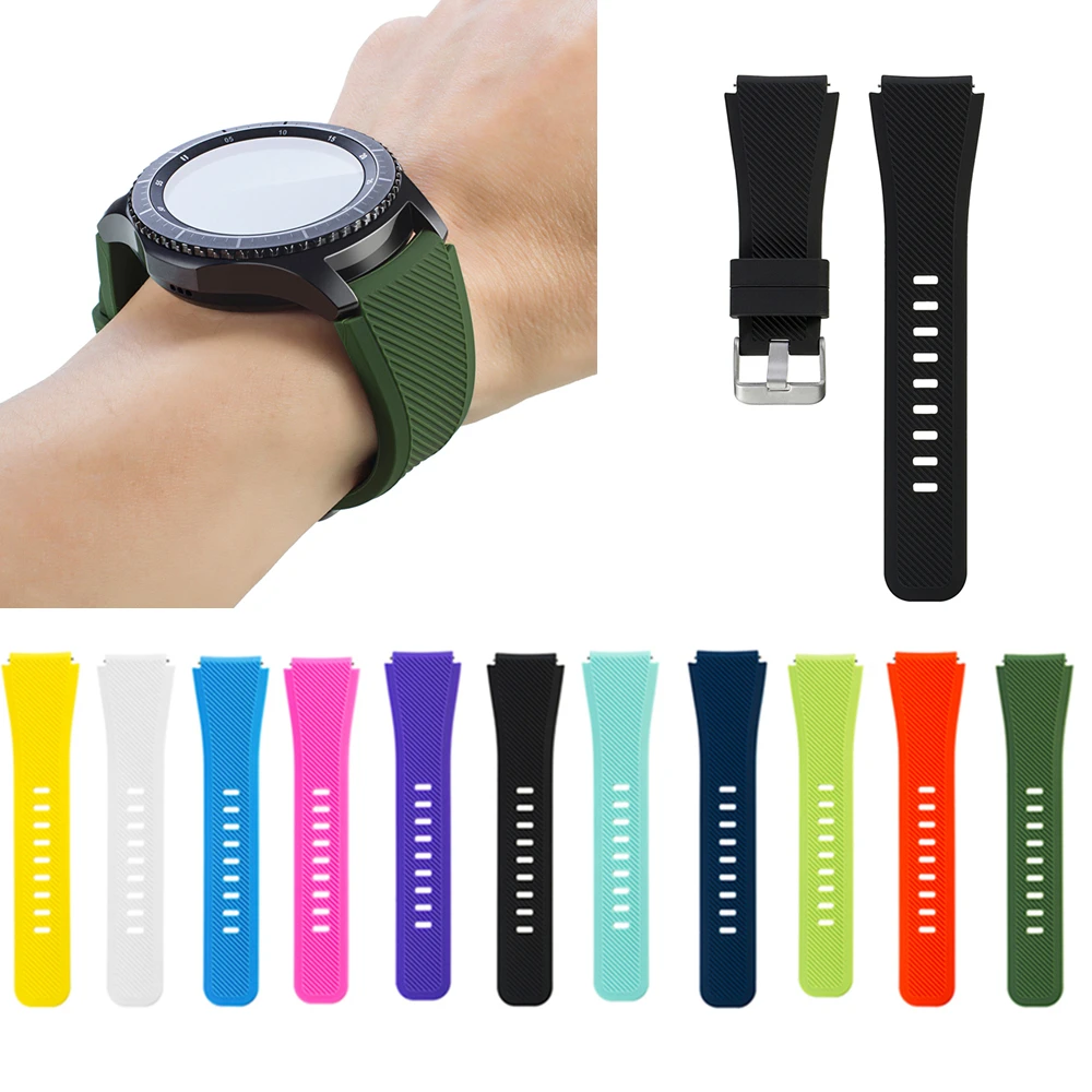 1Pair Silicone Bracelet Strap Watch Band For Samsung Gear S3 Galaxy Watch Classic Design Belt Black Pure Colors