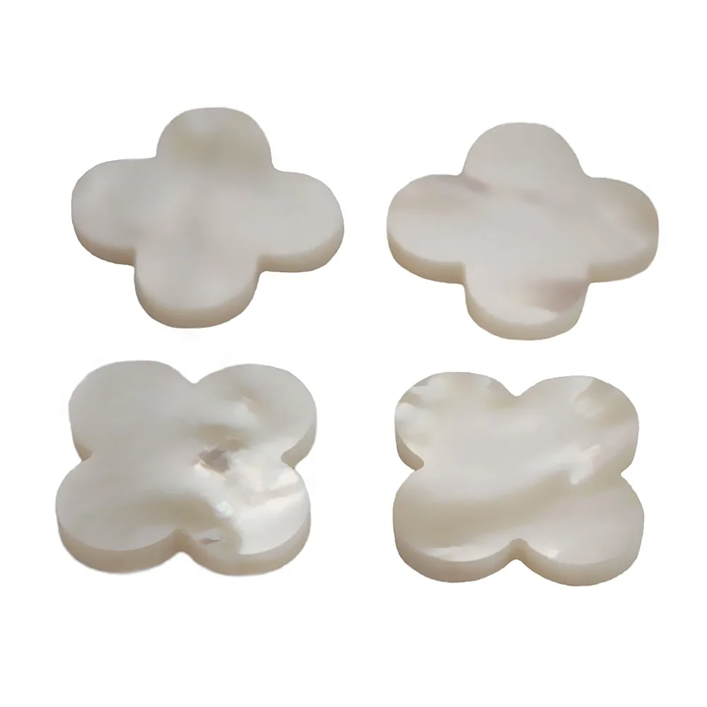 

10 12 14 16 18mm Undrilled MOP White Shell Flat Lucky Clover Cabochon CABs Malachite stone Flat Back Plum Flower Cross Cabochons