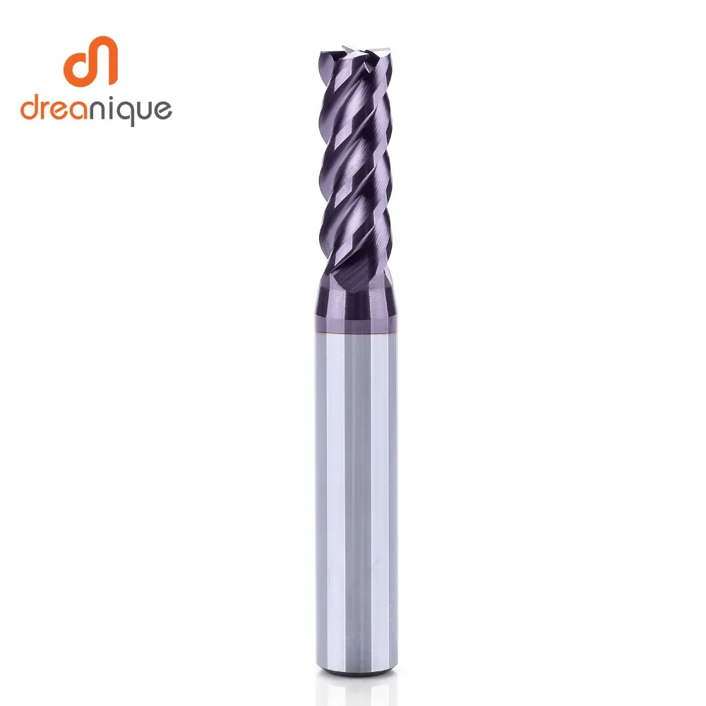 Tungsten Carbide End Mill Bit, 4 Flautas, D1-d12, CNC Fresadora Ferramenta para hrc50 Face e Slot Usinagem, Fresas revestidas, 1Pc