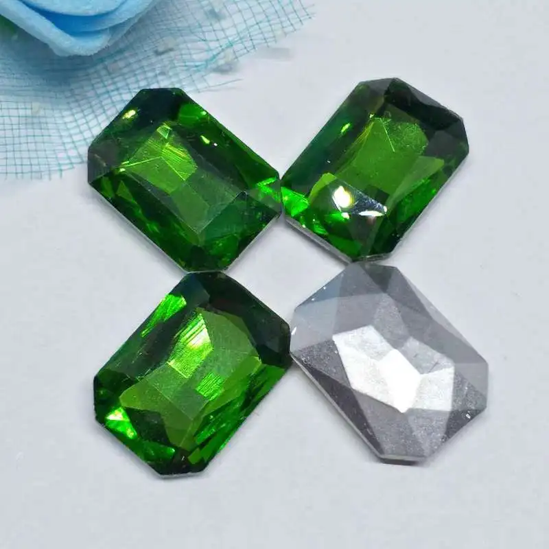 Emerald Rectangular Crystal Glass Sewing Rhinestones Pointback DIY Wedding Dress 4*6 6*8 8*10 10*14 13*18 18*25