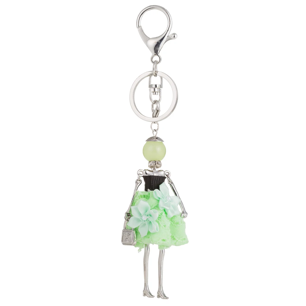 Hot Sale Cute Doll HandBag Keychain Women 6 Colors Flower Dress Dolls Key chain Fashion Jewelry Girl Car Accessories Pendants