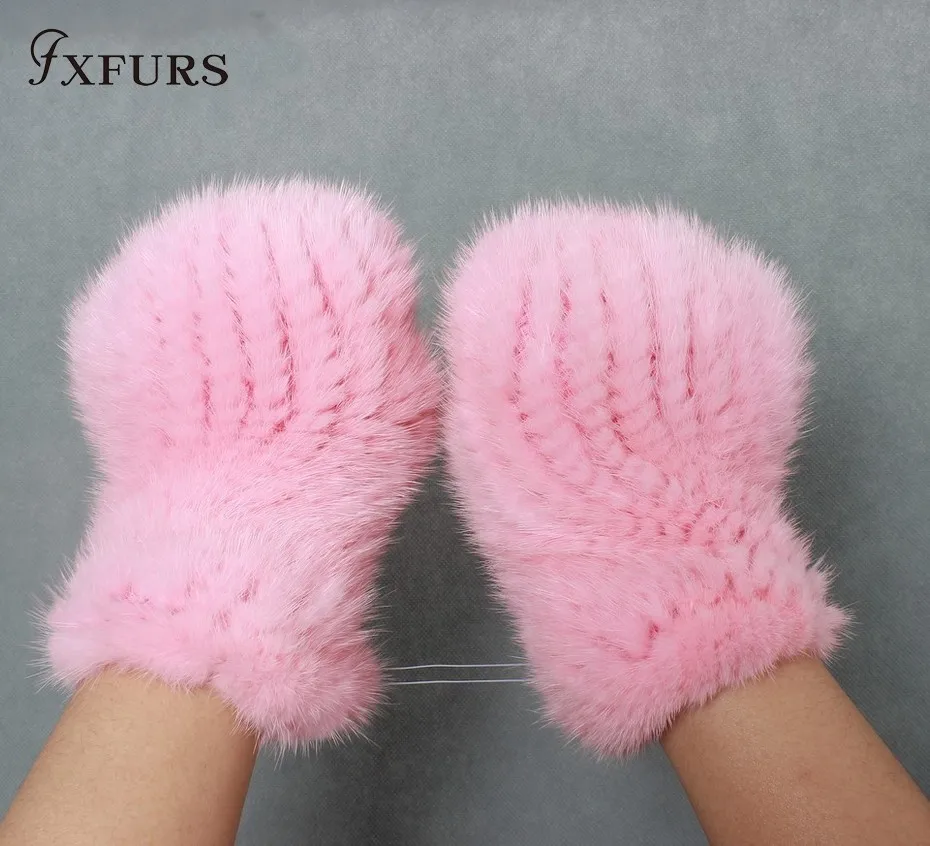 FXFURS 2020 Real Fur Gloves New Women Fashion Genuine Glove Luxury Brand Mittens Solid  Winter Mink Fur gloves 20CM long