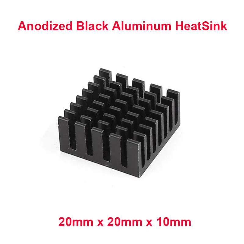 5pcs/lot Anodized Black Aluminum Heatsink 20x20x10mm Electronic Chip Cooling Radiator Cooler for power IC,Electric chipset etc.