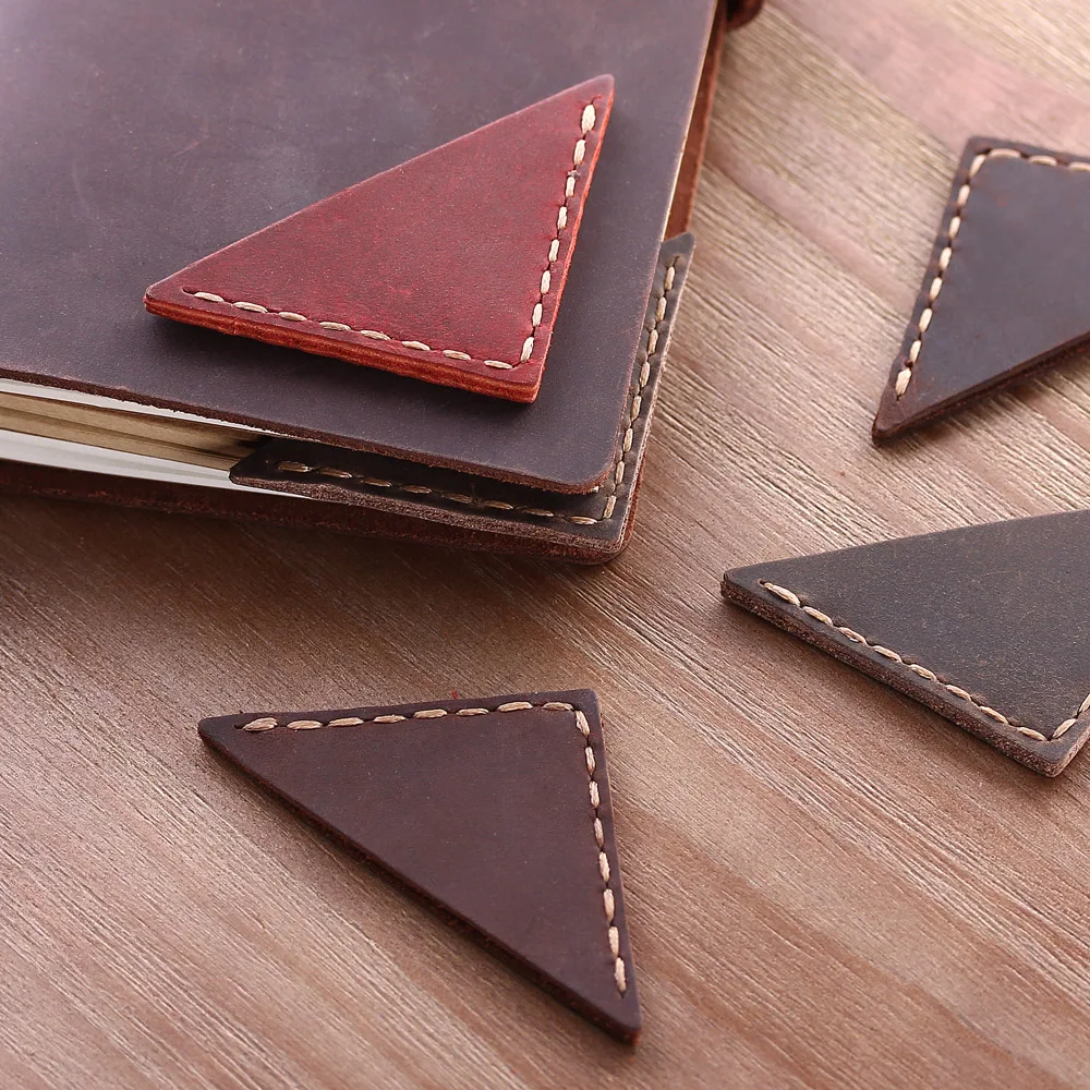 2 Pack Vintage bookmarks for books,  Genuine Leather corner page marker, Handmade Memo Stationery gift School supplies