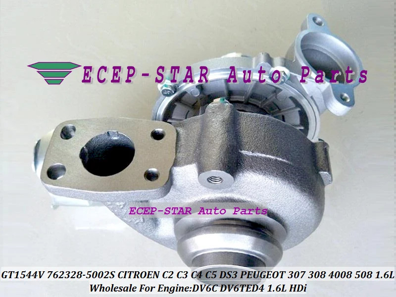 

Turbo GT1544V 762328 762328-5002S Для CITROEN C2 C3 C4 C5 DS3 09- Для PEUGEOT 307 308 4008 508 DV6C DV6TED4 1.6L HDi 762328-0001