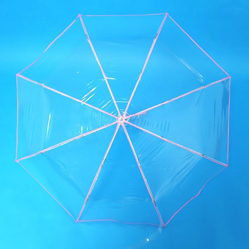 Transparent Windproof Umbrella for Women, Fully Automatic, Clear Folding Rain Umbrella, Female Foldable Parasol