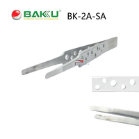 Professional Repair Tool of BAKU BK 2A-SA Blunt Precision Fine Stainless Steel Tweezers with Hollow-Out Design for Mobile Phone