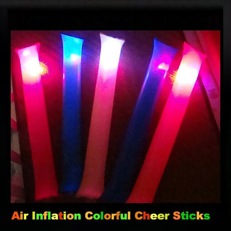 50PCS/LOT LED Flashing inflatable Cheering sticks light long balloon Cheers Bar for Concert /Football Fans Cheerleading Props