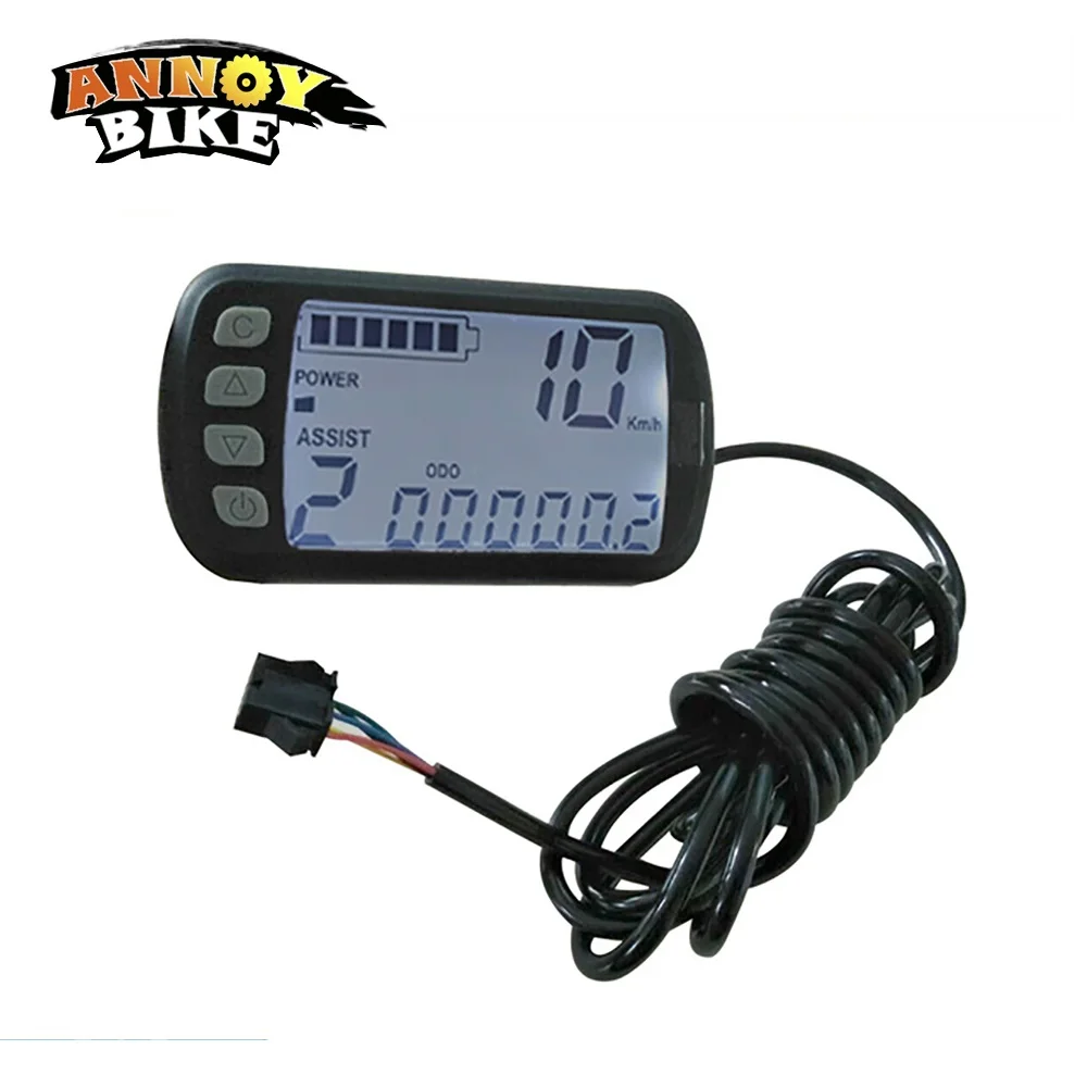 Mini LCD Display For Electric Bike 24V 36V 48V Scooter Motorcycle Speedmeter Waterproof Ebike Display With 5 Connector Wires