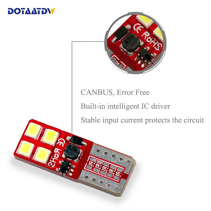 4x 고출력 3030 크리어 칩 T10 W5W 194 CANBUS 오류 없음 자동차 LED DRL 백업 역방향 돔 측면 표시 등 자동차 광원