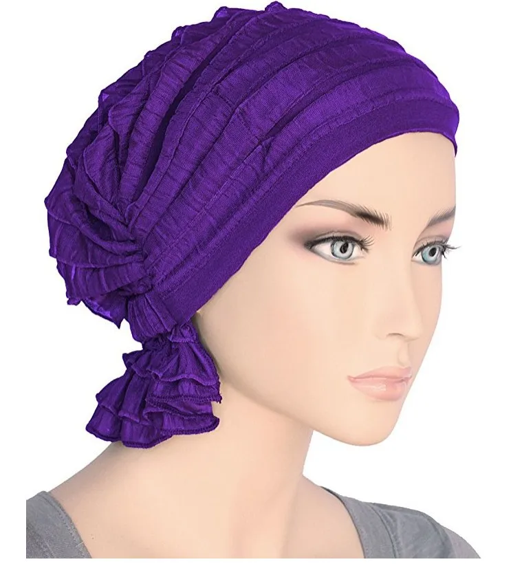 Muslim Bonnet Womens Hijab Chiffon Turban Hat Headwear Cap Head Wrap Cancer Chemotherapy Chemo Beanies Hair Cover Accessories