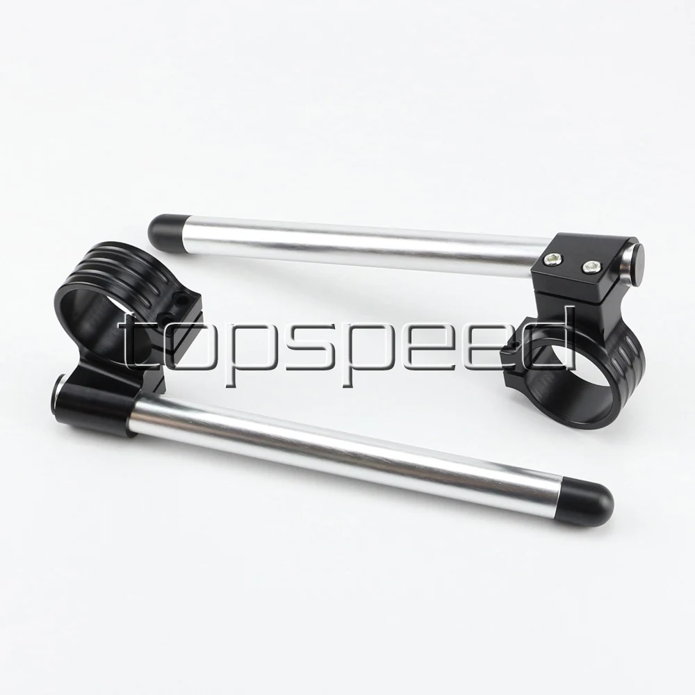 46MM Silver/Black Motorcycle CNC High Lift Adjustable Clip Ons On Handle Bar Handlebar