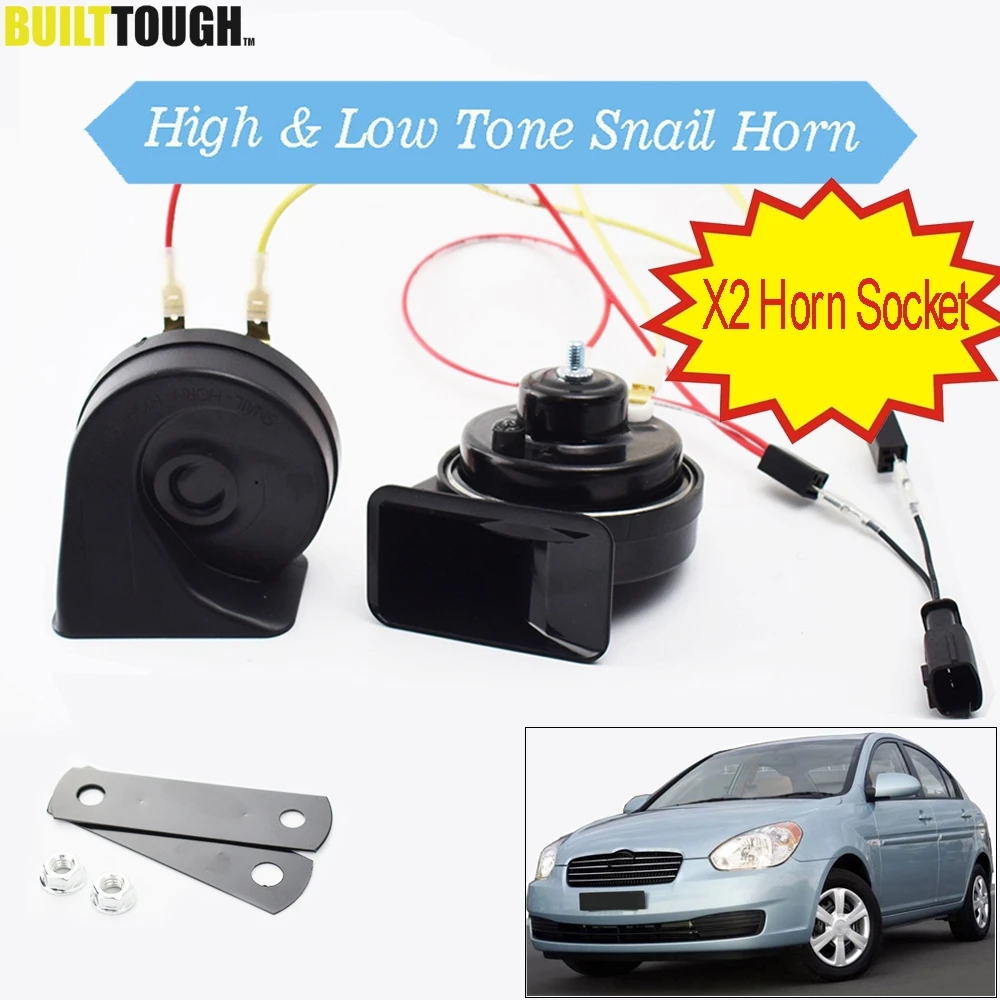 

2PCS Car Snail Horn For Hyundai Accent MC 2005 2006 2007 2008 2009 2010 2011 110-125db Loud Dual Pitch Waterproof Auto Horns