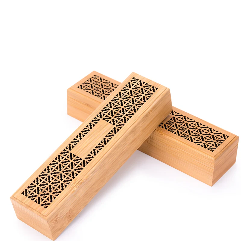 PINNY 100 Pcs Natural Bamboo Incense Burner Double Layer Stick Incense Base Room Decoration Meditation Zen Bamboo Box