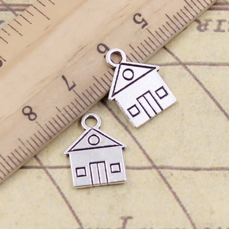 20pcs Charms Cabin House Building 16x12mm Tibetan Bronze Silver Color Pendants Antique Jewelry Making DIY Handmade Craft