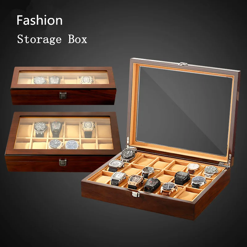 

YAB 3/6/12 Slots Wood Watch Box Organizer Quality Watch Box For Men Fashion Watch Collection Box New Gift Boxes