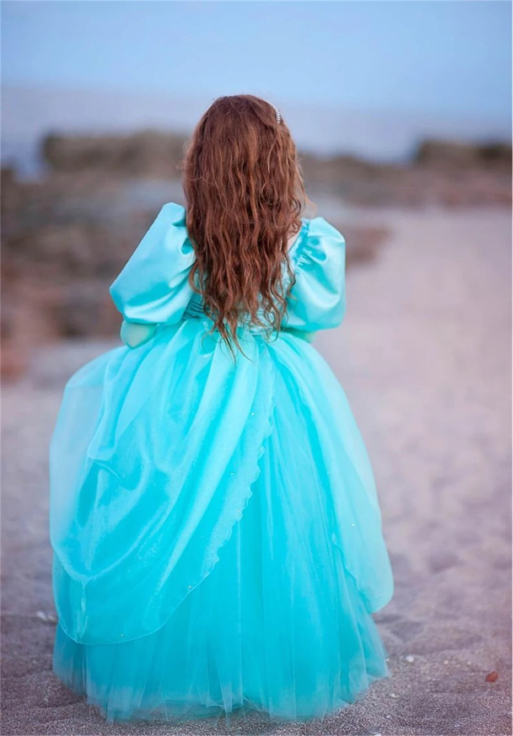 Fantasia Kids Birthday Party Little Mermaid Costume Christmas Fancy Girls Princess Ariel Dress Long Sleeve Elegant Prom Dresses