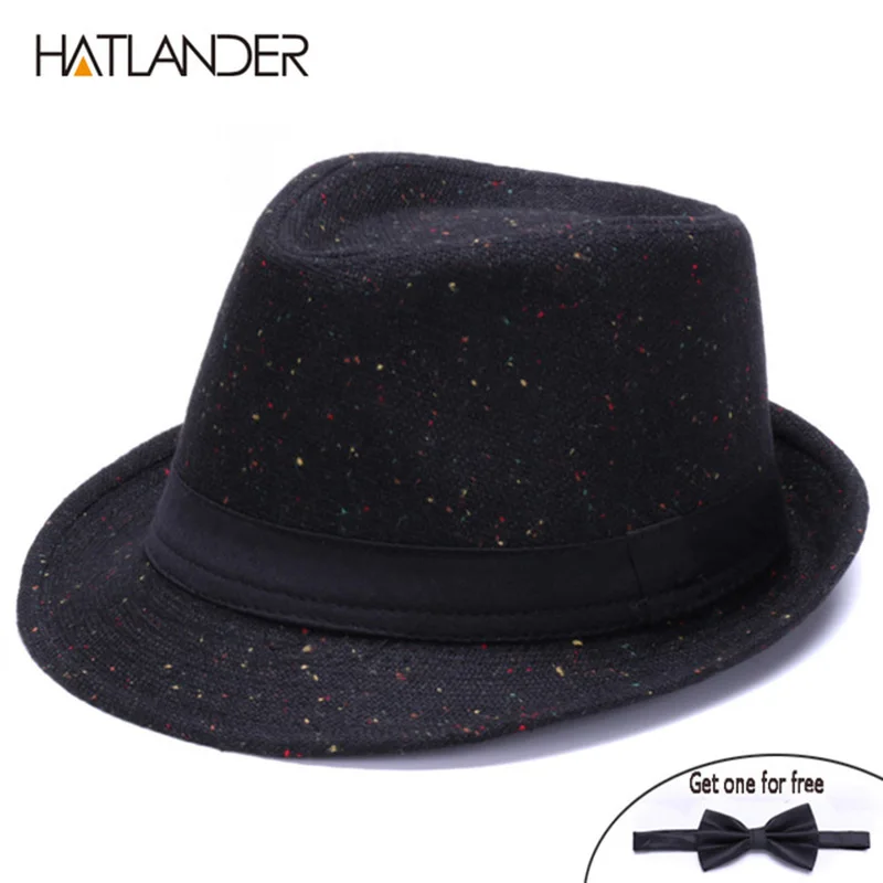 

HATLANDER Retro Gentleman panama fedora hat mens Jazz billycock cap outdoor trilby chapeau Derby church hats top fedoras