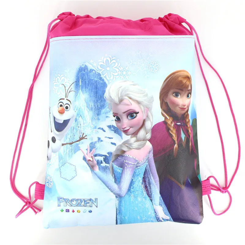 5/10/20/30PCS Disney Frozen Elsa Anna Birthday Party Gifts Non-woven 27*34cm Drawstring Good Bags Kds Favor School Backpacks