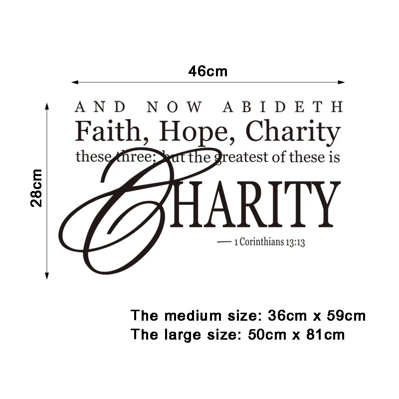 And Now Abideth Faith Hope Charity Wall Sticker Religious Wall Art Wall Decor Living Room Wall Poster House Decoration Wallpaper