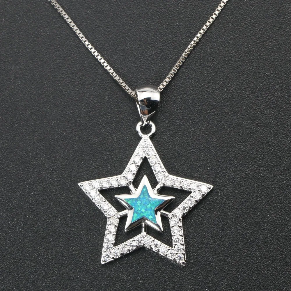 

JLP1734 New Hot Blue Opal Stars Pendant Necklace Ladies Jewelry Gift