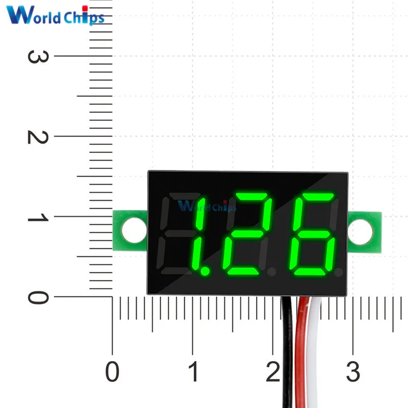 0.36 inch 3 Wires DC 0-30V Green LED Panel Voltage Meter 3-Digital Display Voltmeter Freee Shipping