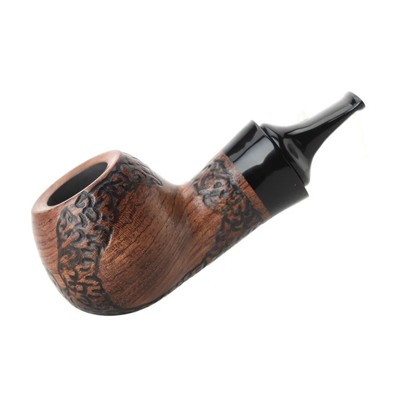 RU-MUXIANG Kevazingo Wooden Tobacco Pipe Straight Short Stem Small Portable Men Smoking Pipe With No Filter ad0050k01