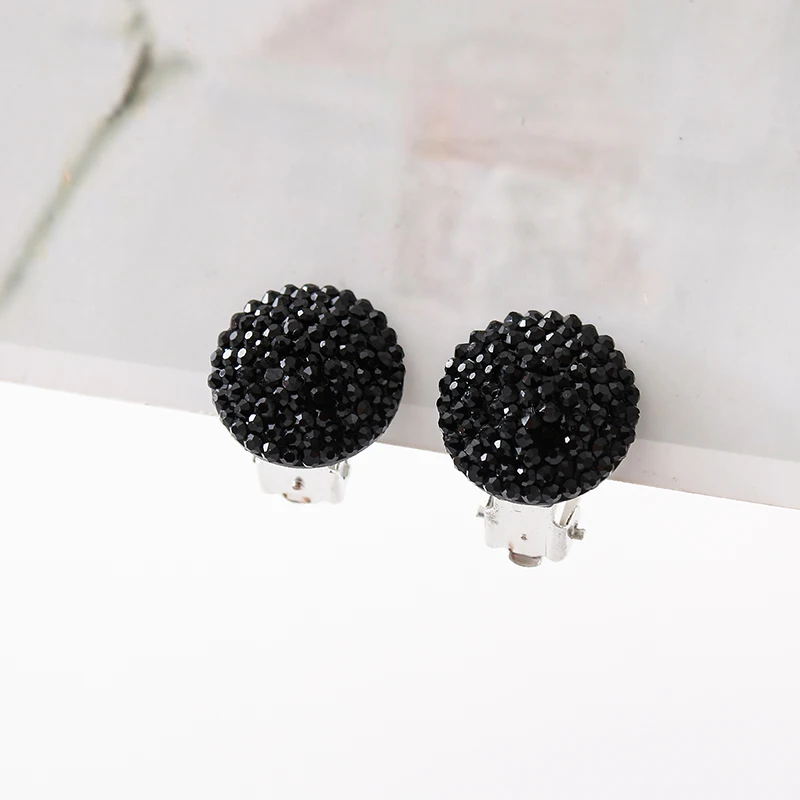 Restoring Ancient Ways Japan and South Korea Contracted Bright Black Ear Clip  Earrings Geometry Nightclub Jewelry Wholesale