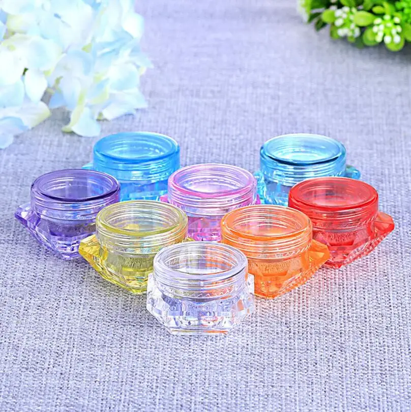 1000pcs/lot 5g Colorful Clear Diamond Shape Mask Bottles Acrylic Cream Jar Containers For Sample Packaging