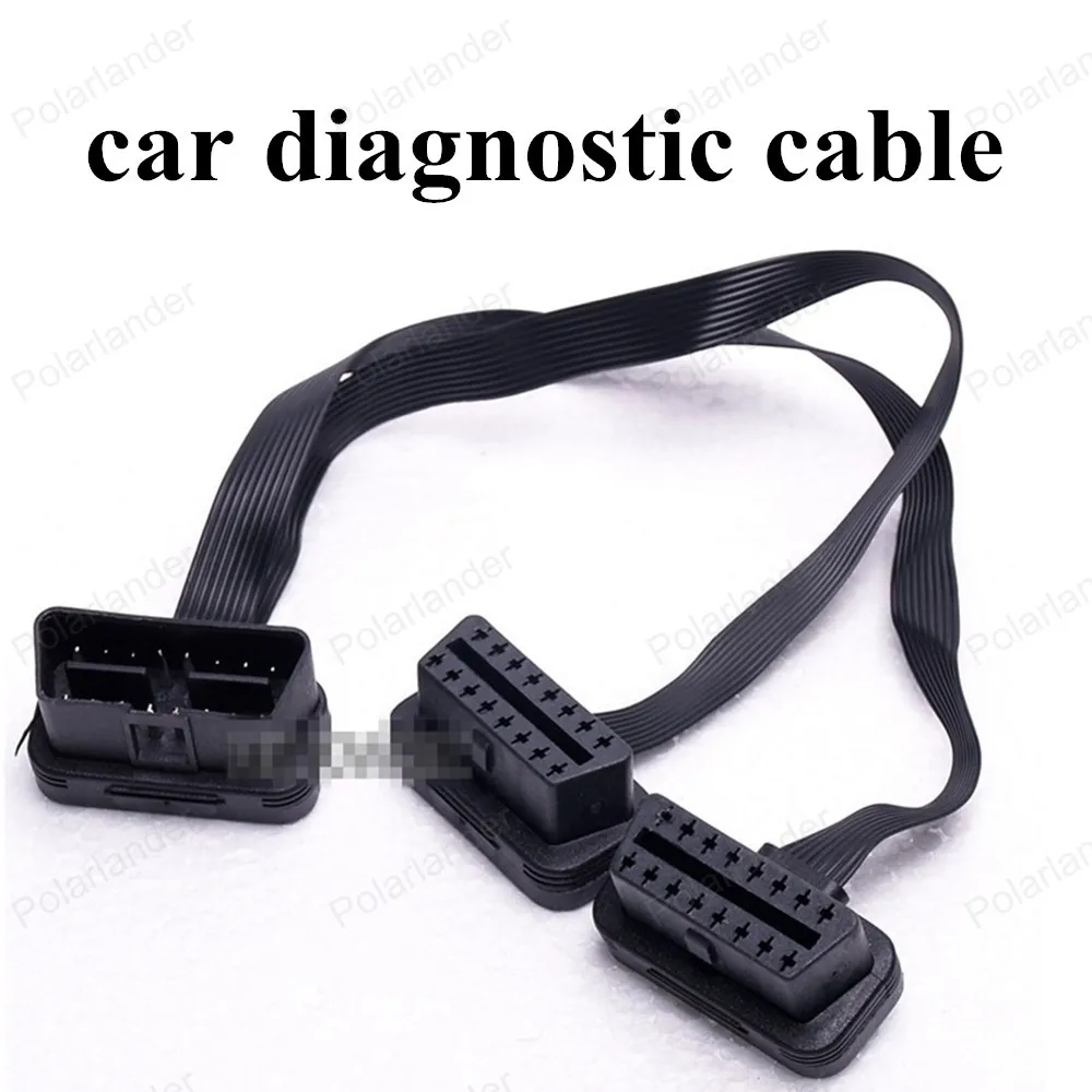 wholesale ELM327 Car Scanner Cable As Noodle OBD2 Male To Dual Female Y Splitter Elbow Extension Cable