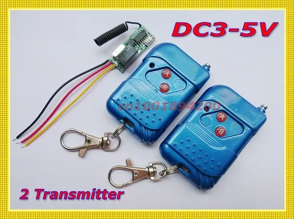 

DC3-5V Mini Small Volume Radio Remote Control Switch System 2 Transmitter Receiver 315/433.92MHZ Latched Toggle Momentary Learn