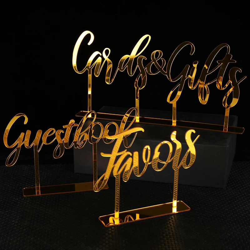 Cards and Gifts Guestbook Favors Sign Freestanding Calligraphy Personalized Wedding decoration Table Custom Acrylic Party Decor