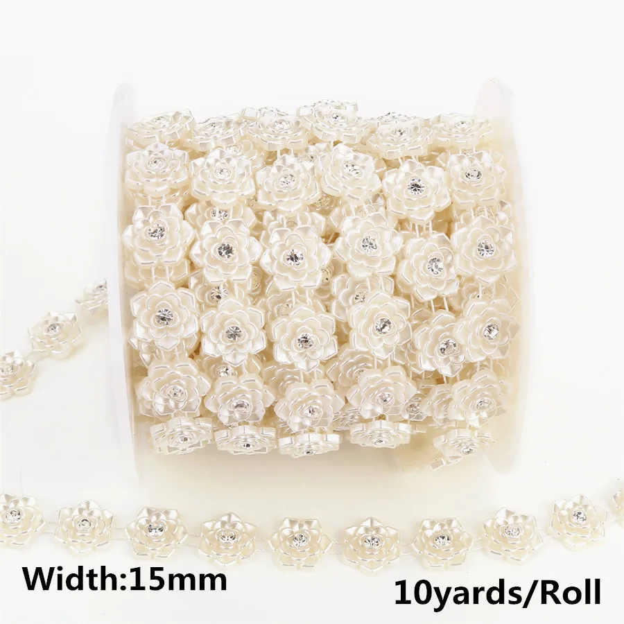 10yards/5yards Crystal Rhinestone Ivory ABS Pearl Chain Banding Trims Sewing Costume Applique 29 Designs Choose