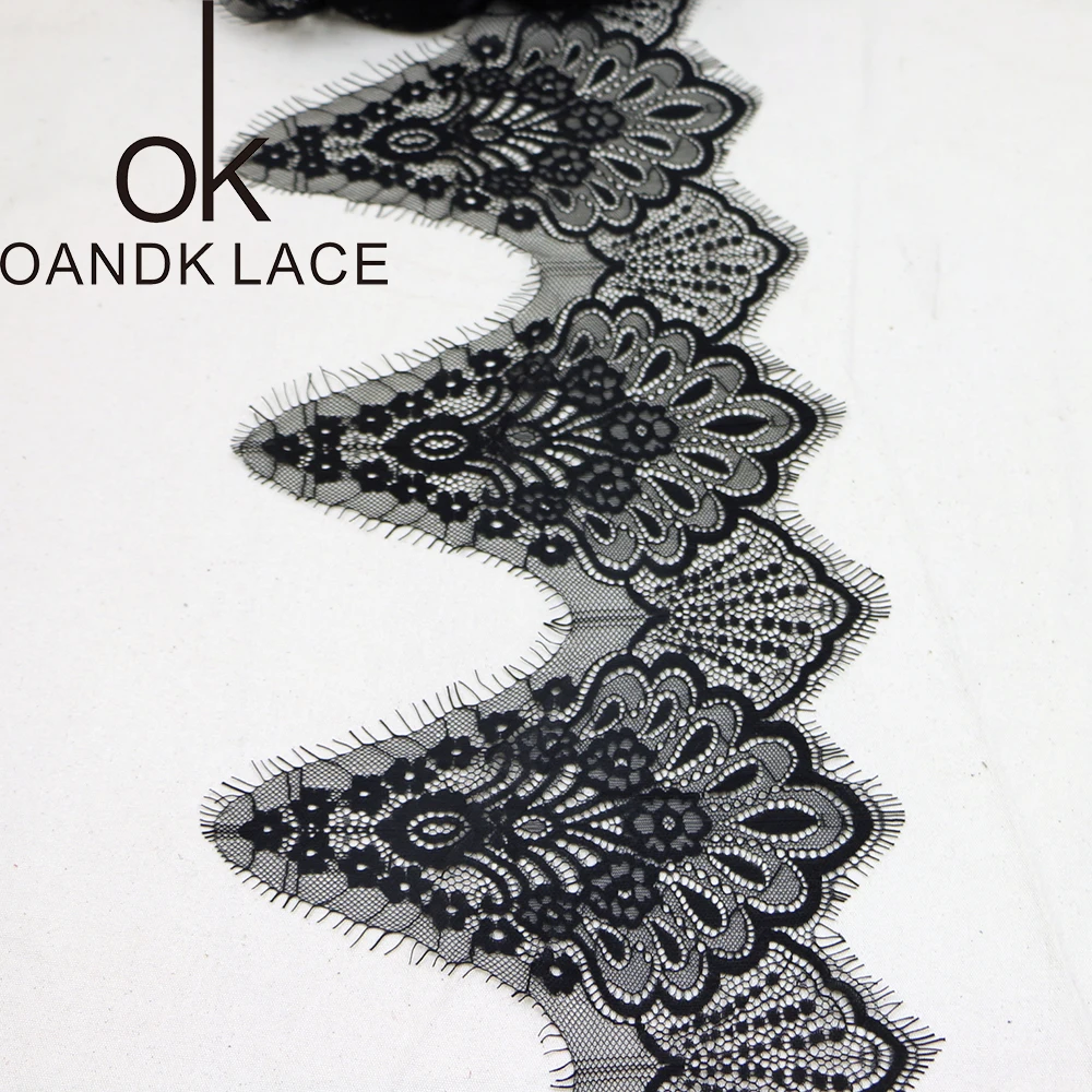 3yards/ lot Eyelash Lace Fabric 20-23cm DIY Decorative High Quality Soft Off Nylon Eyelash Lace Trim Wedding Dress Fabric