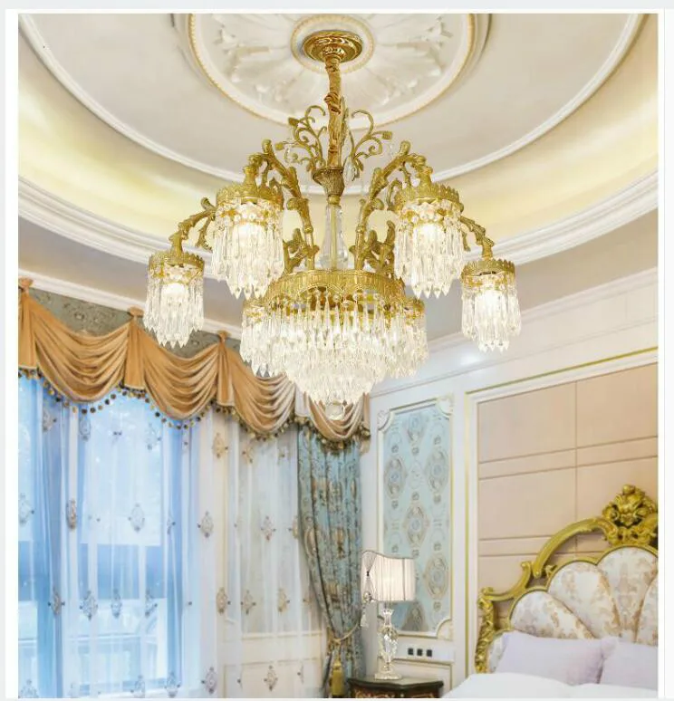 

Современная декорация, медь D75cm H73cm, хрустальная люстра, подвесной светильник, бронза E14, светодиодный светильник переменного тока, блеск, подвесное освещение