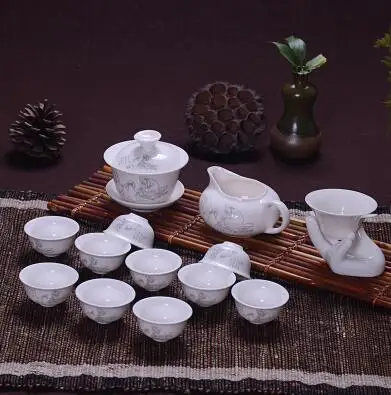 14 Pcs Travel Tea Sets Chinese Portable Ceramic Bone China teaset Gaiwan Teacup Porcelain Tea Cup The Kung Fu Teapot Set