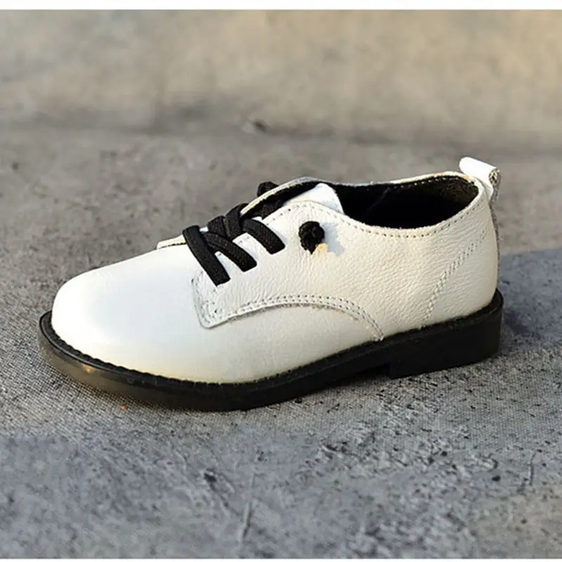 Zapatos de cuero genuino para niños, calzado escolar, mocasines Oxfords, estilo británico