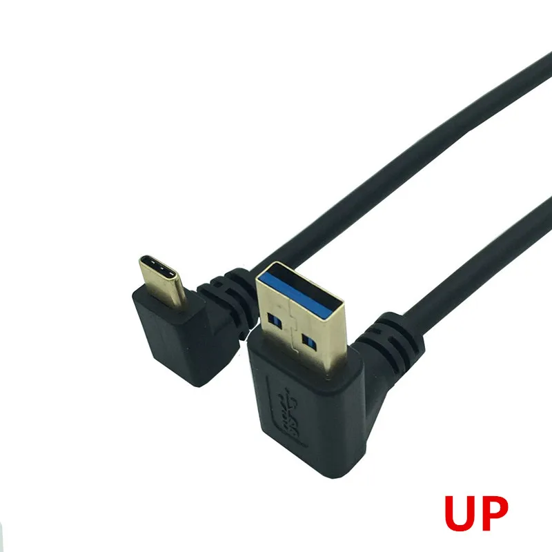 USB 데이터 동기화 및 충전 케이블 커넥터, 90 도 상하 각도 USB 3.0 수-USB3.1 C타입 수