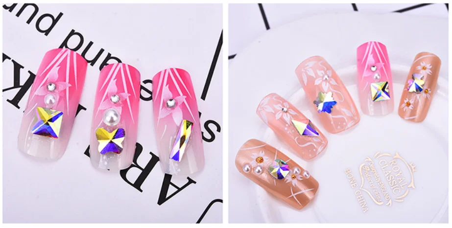 Verschiedene Formen Mix 100 Stück/Beutel 26 Farben Flache Glas-Kristall-Strassperlen zum Aufkleben für Nagelkunst Handgemachtes Basteln DIY-Dekoration – Detail 5
