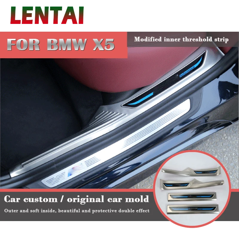 

LENTAI Auto Car Stainless Steel Welcome Pedal Inner Threshold Strip Strickers Styling For BMW G30 5 Series 2017 2018 Accessories