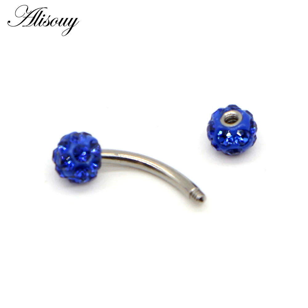 Alisouy 1Pc Disco Eyebrow Piercing Industrial Labret Bar Body Jewelry Stainless Steel Helix Piercing Ring Lip Curved Barbells